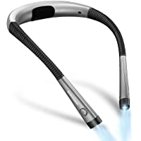 Gloussent Luz LED de Lectura para Cuello- Luz de Libro para Leer en la Cama- 3 Colores- 6 Brillos- Brazos Flexibles…